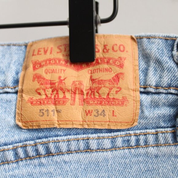 Levi's Men's 511 Light Blue Wash Denim High Waisted Dad Shorts 10" Inseam SZ 34 - Picture 3 of 4